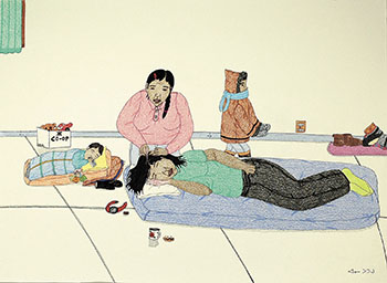 “Picking Lice” by Annie Pootoogook
is now on display at the Ottawa Art Gallery, part of an exhibition called “Burning Cold.”
(COURTESY OF THE OTTAWA ART GALLERY)
