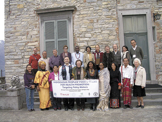 Looee Okalik of Pangnirtung, shown at the bottom left in the first row, was among the representatives from the 12 indigenous communities met regularly to discuss their global project on indigenous food systems and health. (COURTESY OF KP STUDIOS)
