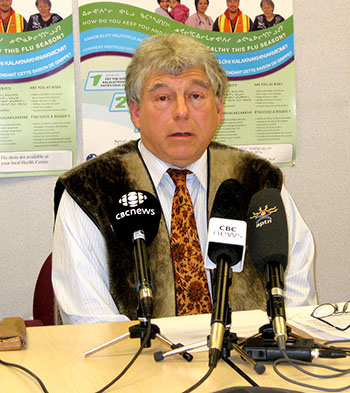 Dr. Isaac Sobol, Nunavut's chief medical officer, said this week that Nunavut will likely be one of the first regions in Canada to received batches of H1N1 vaccine when it becomes available this November. He said all Nunavut residents are urged to get the vaccination, though it's not mandatory. The GN plans on acquiring a supply that's big enough to cover everyone in the territory. (PHOTO BY JOHN BIRD)