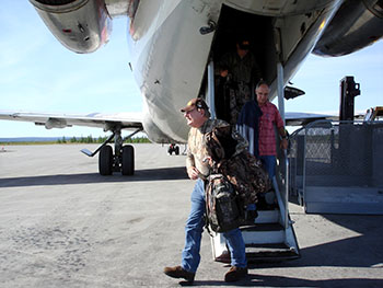 Hunters in camouflage gear are still common sights at the Kuujjuaq airport during Nunavik's sports caribou hunting season, which starts in mid-August and wraps up at the end of September. (PHOTO BY JANE GEORGE)
