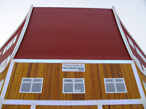 The location of the First Nations Bank of Canada's Iqaluit branch at the Four Corners intersection is seen in a photo taken Feb. 2. The bank announced last week that the branch is scheduled to open in April. (PHOTO BY CHRIS WINDEYER)
