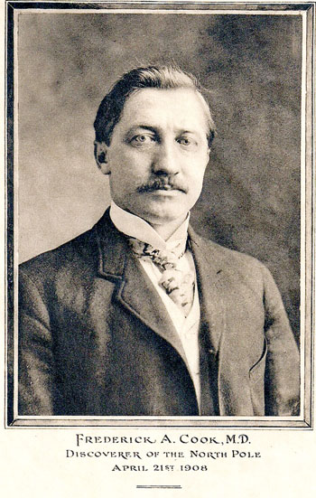 Dr. Frederick Cook, the American explorer who claimed to have reached the North Pole on April 21, 1908, about a year before Robert Peary claimed to have reached the same destination, on April 6, 1909. The testimony of Inuit plays a major role in the dispute.