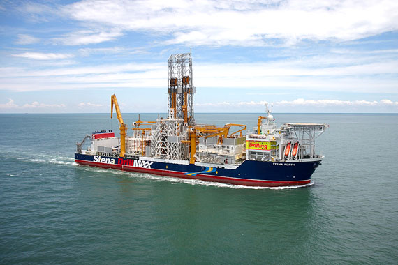 The Stena Forth drill ship is seen at sea in an undated handout image. The Forth will be one of two ships to drill off Greenland's Disko Island this summer. (PHOTO COURTESY OF STENA DRILLING)