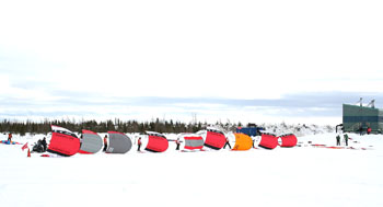 Racers at the starting line of the 3rd edition of the Arctic Wind Riders Championship, held last weekend in Kuujjuaq. (PHOTO COURTESY OF GUY LAFLAMME)