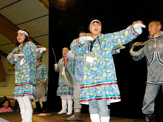 Dancers from Chukotka region, which lies just across the Bering Strait from Alaska, perform for the