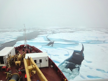The Amundsen attacks large ridges of ice by slamming into them until they crack. (PHOTO BY JANE GEORGE)
