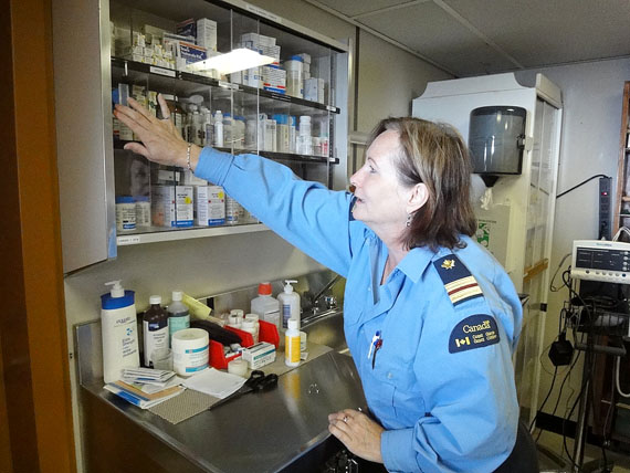 Marie Goudreau, chief medical officer on board the Amundsen and a nurse in Nunavik for more than 20 years, is in charge of the ship’s infirmary. (PHOTO BY JANE GEORGE)