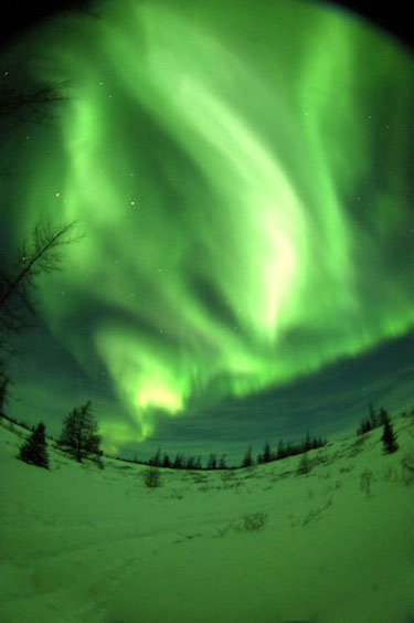 Green flames light up the winter sky in Kuujjuaq. (PHOTO COURTESY OF LES AURORES BORÉALES)