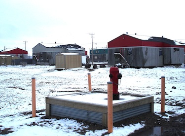 Firefighting in Nunavik is hampered by a lack of ready water — hydrants, like this one, can only be found in Kuujjuaraapik, where there is a piped water system. ((PHOTO BY JANE GEORGE)