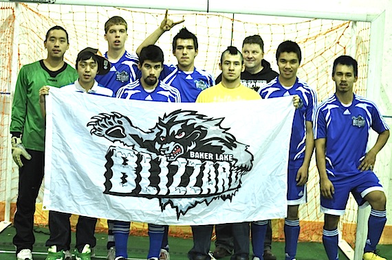 The artificial turf playing field inside Kugluktuk's recreational complex saw a lot of action this past weekend, as soccer players from Baker Lake, Iqaluit, Rankin Inlet, Kugluktuk, Kugaaruk, Cambridge Bay and Fort Simpson in the Northwest Territories played game after game of soccer. When the tournament ended, the Kugluktuk Grizzlies came first in the under-18 girls category, while Baker Lake’s team, the Blizzards (shown here), took first in the under-18 boys category. “There is an old proverb that stays with me. The old proverb is we must fear the strength of youth. I encourage all young Nunavummiut to continue contributing to society, and I want to thank all youth and young adults for continuing to voice their concerns,” Moses Aupaluktuk, MLA for Baker Lake, said Nov. 1 in the Nunavut legislature, as he congratulated his home team’s win. (PHOTO BY VANESSA MOSEK)
