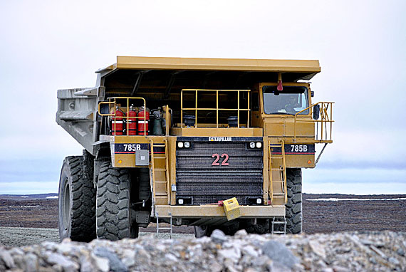 Eighteen residents of the Kivalliq region have just returned from a heavy equipment training program in Ontario, where they prepared for jobs operating big haul trucks, like this one at the Meadowbank gold mine near Baker Lake. (FILE PHOTO)