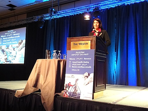 Inuit want to see more research in the social sciences as well as research that incorporates traditional knowledge and is “relevant to Inuit policy goals,” said Udloriak Hanson of Inuit Tapiriit Kanatami in her opening words to the ArcticNet conference in Ottawa on Dec. 15. (PHOTO BY JANE GEORGE)
