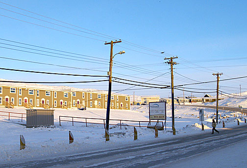 Part of Creekside Village is seen Jan. 27. Iqaluit city council nixed a proposed zoning bylaw amendment that could have seen two aparment buildings go up on land in front of existing development. (PHOTO BY CHRIS WINDEYER)