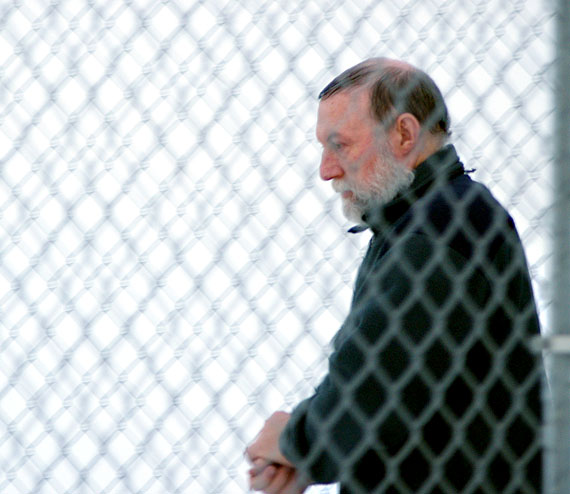 Former Oblate missionary Eric Dejaeger leaves an Iqaluit courtroom Jan. 20 after his first appearance for six child sexual abuse charges in Igloolik dating back to the 1970s. DeJaeger arrived in Iqaluit after Belgian authorities expelled him from the country over immigration violations. (PHOTO BY CHRIS WINDEYER)