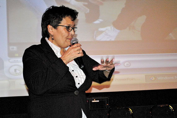 Edna Elias, the well-known Kitikmeot teacher and translator who now serves as commissioner of Nunavut, said the introduction of new writing systems could confuse Inuinnaqtun speakers, who have used their own form of Roman orthography for many years. (PHOTO BY JIM BELL)