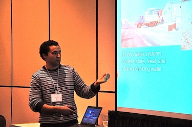 Jamal Shirley, director of the Nunavut Research Institute, says building local capacity to monitor microbes in Iqaluit’s water systems could mean better quality drinking water. (PHOTO BY SARAH ROGERS)