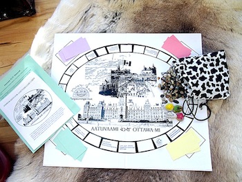 Scrabalics, a cooperative game for two to four players, was designed by Inuuqatigiit Inuktitut Publishing for Inuit Tungasuvvingat to encourage players to speak Inuktitut and to learn and practice Inuktitut syllabics. (PHOTO COURTESY OF J. MCGRATH)