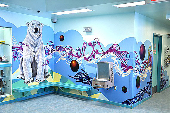 There's something new at Nanook School in Apex: this mural showing a polar bear which was designed and painted by Jonathan Cruz Nuschool Design Agency in Iqaluit. (PHOTO COURTESY OF J. CRUZ)