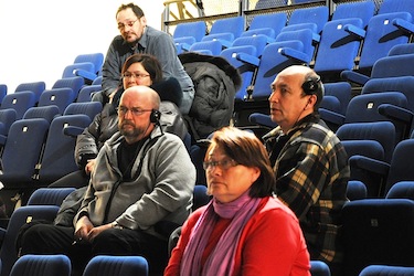 Kuujjuaq resident Martha Greig [bottom] hopes the creation of the Nunavik Regional Government will translate into better social services for Nunavimmiut.  She and another dozen residents came out Feb. 28 to a consultation at Kuujjuaq's Kaittitavik town hall to learn more about what the NRG means for the region. (PHOTO BY SARAH ROGERS)