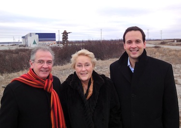 Luc Ferland, who represents the riding of Ungava in Quebec’s National Assembly, questions what's in the March 17 Quebec budget for Nunavik. Ferland (on the left) is shown here with Pauline Marois, leader of the Parti Québécois, and Alexandre Cloutier, MNA for Lac St-Jean and the PQ’s native affairs critic (on the right),  when they visited Kuujjuaq last November. (PHOTO BY JANE GEORGE)