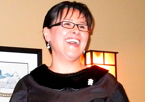 Leona Aglukkaq, the incumbent Nunavut MP, spoke at the April 2 Kamatsiaqtut banquet in Iqaluit where she praised the help line volunteers for their commitment which