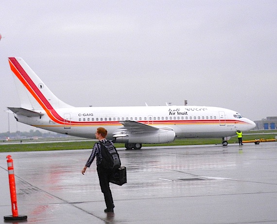 Here's an Air Inuit 737 on the tarmac at Montreal's Trudeau airport. Air Inuit's fleet includes 12 de Havilland Dash-8 turboprops, two Boeing 737s, seven 15-seat Twin Otters, King Airs, Hawkers, Turbo Otters, Beavers and two helicopters. (PHOTO BY JANE GEORGE)
