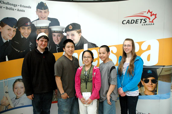 Senna Oolooyuk of Rankin Inlet, Bruno Attagutsiak of Arctic Bay, Anita Kopak of Repulse Bay, Curtis Willie of Arctic Bay and Anika Bychok of Iqaluit represented Nunavut at the 2011 Cadet National Marksmanship Championship in Whitehorse between May 9 and May 13. Liam Wilford of Cambridge Bay, not in this photo, also recently attended the competition, where he won the gold medal for his age group and the overall silver medal (PHOTO COURTESY OF CAPT. DARRYL LALIBERTE)