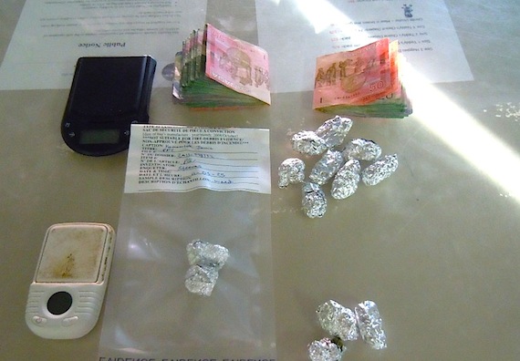 Here's a display of some of the cash and marijuana which RCMP members seized this past month in Pangnirtung, a total of nearly $2,000 in cash and 35 grams of marijuana in three separate operations. (PHOTO/ RCMP)
