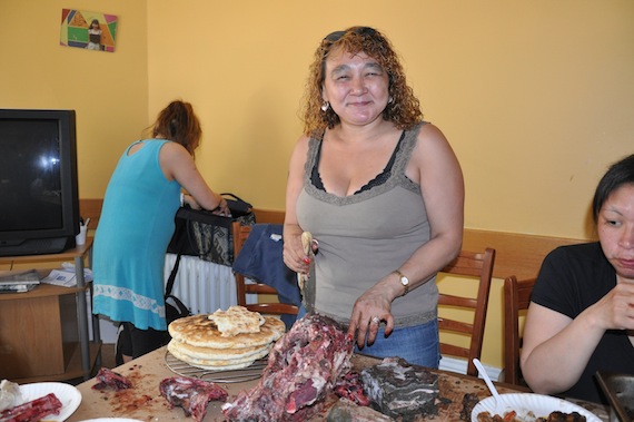 Pauline Harrison, originally from Inukjuak, has been coming to the Montreal Chez Doris day shelter for 28 years and “Annie [Pisuktie]’s the best thing that ever happened to us.”  Pisuktie recently started working at Chez Doris as its Inuit crisis worker.(PHOTO BY SARAH ROGERS)