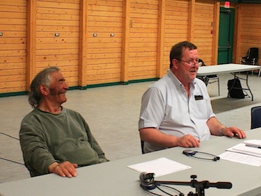 Ralph Porter Sr. and David Wilman were the only two members of Nunavut’s liquor licensing board who were able to travel to Cambridge Bay for a May 30 hearing on the Ikaluktutiak Elks Lodge’s application for a club liquor license. (PHOTO BY DERRICK ANDERSON/ RED SUN PRODUCTIONS)