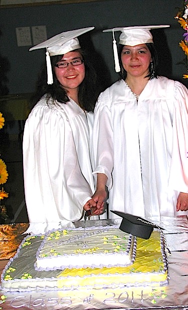 Maggie Annahatak and Julie Kudluk both graduated in the French sector of Kangirsuk's Sautjuit School. 