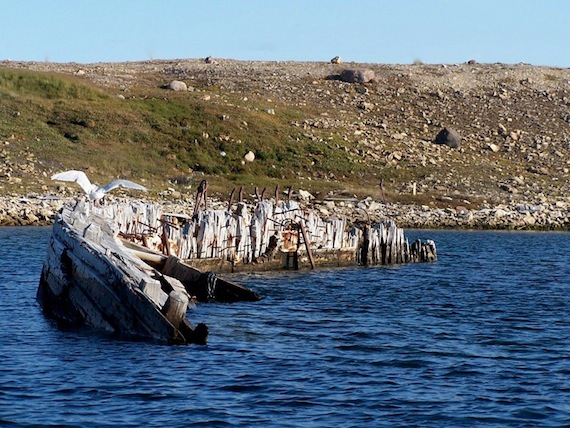 A new group in Cambridge Bay wants to keep the Maud, once sailed by Norwegian explorer Roald Amundsen, in Nunavut. Here's how the Maud, marooned in the waters off Cambridge Bay, looks today. (PHOTO BY SUSAN BARR)