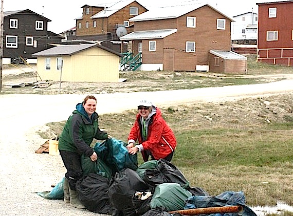 People in Cambridge Bay are engaged in a big community clean-up. On July 12, 15 adults and four children cleaned up a large area on the way to Mount Pelly, collecting more than 80 bags of garbage, some of which is shown in this photo. That's the second time there's been a mass clean-up in the community and people all over town continue to tidy up their own property and neighborhoods. On July 19, volunteers will gather for lunch at the Luke Novoligak community hall and then head out for a shoreline clean up. (PHOTO COURTESY OF M. INGRAM)
