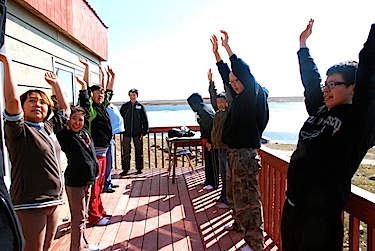 Exercises were part of the program at Cambridge Bay’s Makimautiksat Wellness and Empowerment camp. (COURTESY OF THE QUAJIGIARTIIT HEALTH RESEARCH CENTRE)