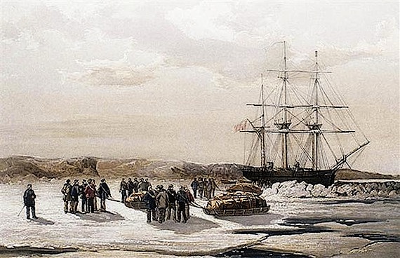 Historic painting of the HMS Investigator, one of the most famous of the ships sent to look for the Franklin Expedition after its disappearance. Parks Canada archeologists believe there's an unprecedented 