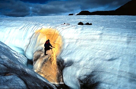 This sulphur-rich spring, located on a glacier in the Borup Fiord Pass on Ellesmere Island, smells like rotten eggs and spews out mustard-coloured water on to the ice. The spring is home to tiny bacteria, which somehow thrive in the cold, weird sulphuric water. (FILE PHOTO)
