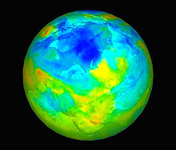 This image shows how large the Arctic ozone hole, shown here in blue, was in 2006 — and this past spring its even larger size broke records. Now, Environment Canada is planning to axe a monitoring network that is key to assessing Earth's protective ozone layer. The ozone layer, which wraps around the planet like a blanket, about 20 kilometres above the surface, filters out harmful ultraviolet rays, believed to cause skin cancer and cataracts, disrupt the reproduction of some animals and destroy plant life. Research also has determined that whales can suffer from sunburn due to too much exposure to ultraviolet rays. Warming in the Arctic may cause more ozone loss, scientists suggest. (FILE IMAGE)