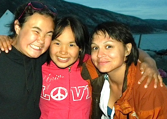 Evie Mark, far right, gave Inuit cultural workshops as this year’s Proud Reunions summer camp, held in Kangiqsujuaq Aug. 1- 5. (PHOTO COURTESY OF PROUD REUNIONS)


