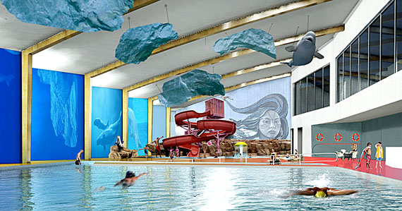 A computer rendering shows what the inside of Iqaluit's prposed new aquatics centre could look like. The city hopes to start construction on the new pool by 2013. (IMAGE COURTESY OF CITY OF IQALUIT)