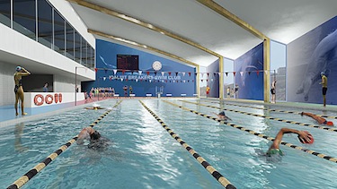 An artist's rendering shows what the inside of Iqaluit's proposed aquatics centre could look like. (FILE PHOTO)