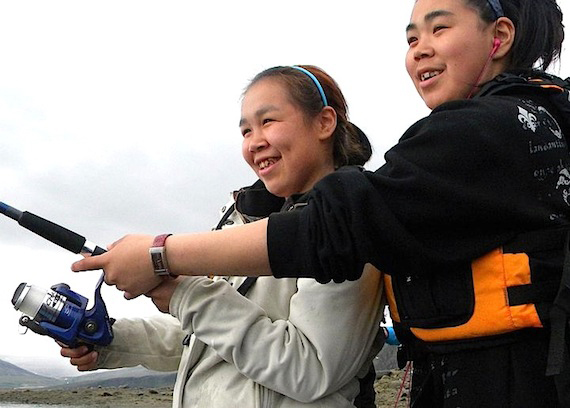Susie Nappaaluk and Amittuk Annie caught dinner on the Proud Reunions leadership training fishing trip. (PHOTO COURTESY OF PROUD REUNIONS)