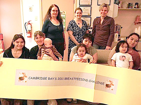 Breastfeeding moms and their babies, along with community midwives and Wellness Centre staff, turned out Oct. 1 in Cambridge Bay for the