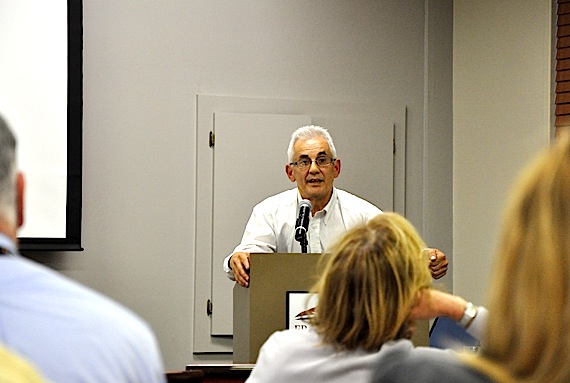 Jerry Ward, the chief executive officer of the Baffin Fisheries Coalition, speaks Oct. 19 to delegates at the Oceans Innovations 2011 conference being held in Iqaluit
this week. Ward called on the territorial and federal governments to sink more money into marine infrastructure in Nunavut to help support its fisheries — which have room to grow.