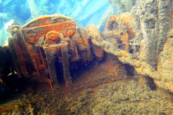 Here's how the anchor winch on the half-submerged Maud — once sailed by the Norwegian explorer Roald Amundsen — looks today. (PHOTO COURTESY OF AKER SOLUTIONS)