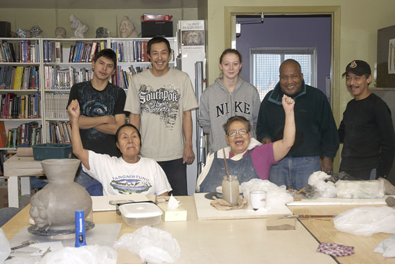 Participants in a ceramics workshop held recently at the Matchbox Gallery in Rankin Inlet. (PHOTO COURTESY OF JIM SHIRLEY)