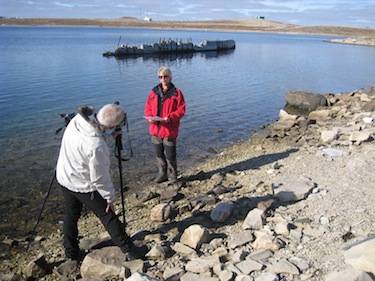 Ann Marchioro Ystad of Aker Solutions stands in front of the wreck of the Maud, once sailed by Norway's national hero, Roald Amundsen. (PHOTO COURTESY OF AKER SOLUTIONS)