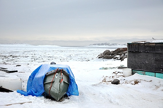 Boats along the shore of Frobisher Bay are parked for good this winter, as frosty temperatures this past week in Iqaluit gave the bay's freeze-up a head start. While windchill pushed the temperatures to below -40 C over the weekend, the mercury is expected to rise to -4 C by Tuesday. Last winter, open patches of water could still be seen in Frobisher Bay in early January. (PHOTO BY SARAH ROGERS)