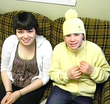 Hannah Tooktoo, 16, and Christina Savard, 17, students at Kuujjuaq's Jaanimmarik School, want to help their prevent suicide and help their peers deal with the impact of suicide in the community. (PHOTO BY JANE GEORGE)