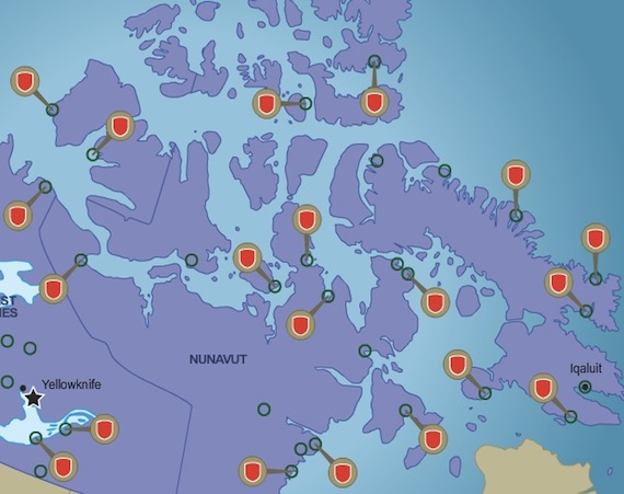 On this map you can see all the places where there are already Junior Ranger patrols in Nunavut — soon Iqaluit will see a Junior Ranger patrol of its own. (MAP COURTESY OF DND)