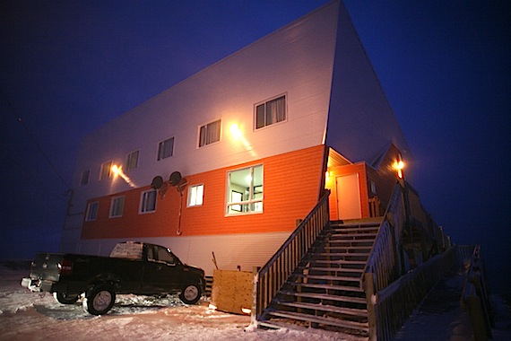 Ivujivik saw the official opening of its new plush $3.6-million, 16-room hotel, this week, which is operated by the Nunavik's Fédération des coopératives du Nouveau-Quebec. Some in the community of 350 are now considering if the former, aging transit building can be renovated into a youth centre or used for some other purpose. (PHOTO BY GILLES BOUTIN)
